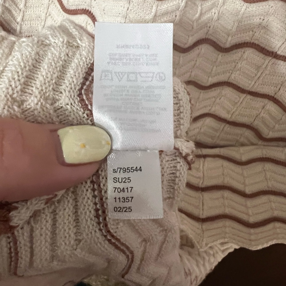 NWT Loft Cream and Brown Scalloped A-Line Dress Size Large - Picture 5 of 5